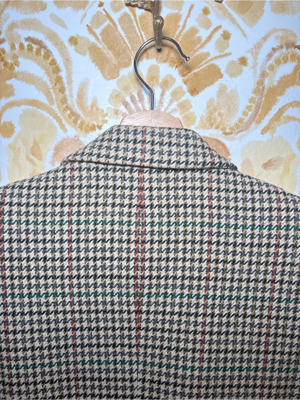 Women’s Wool Blend Houndstooth Plaid Blazer Heritage Preppy Quiet Luxury - Picture 8 of 12